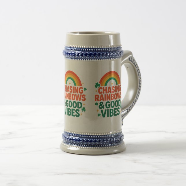 Jarra De Cerveza Chasing Rainbows & Good Vibes Mug (Anverso derecho)