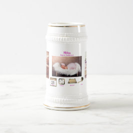 Jarra De Cerveza CHICA BABY STATS Collage de fotos Keepsake GIFT