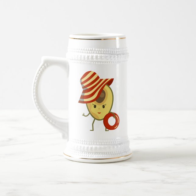 Jarra De Cerveza Chica de playa de aguacate con gorra solar y anill (Izquierda)