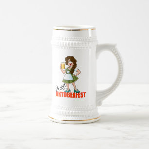 Jarra De Cerveza Chica divertida de Oktoberfest con cerveza