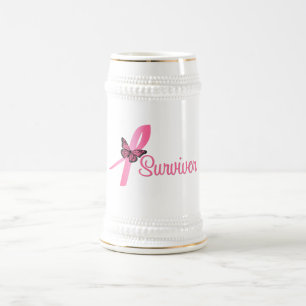 Jarra De Cerveza Cinta del superviviente del cáncer de pecho