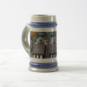 Jarra De Cerveza Circuito Gris/Azul 22 oz Stein