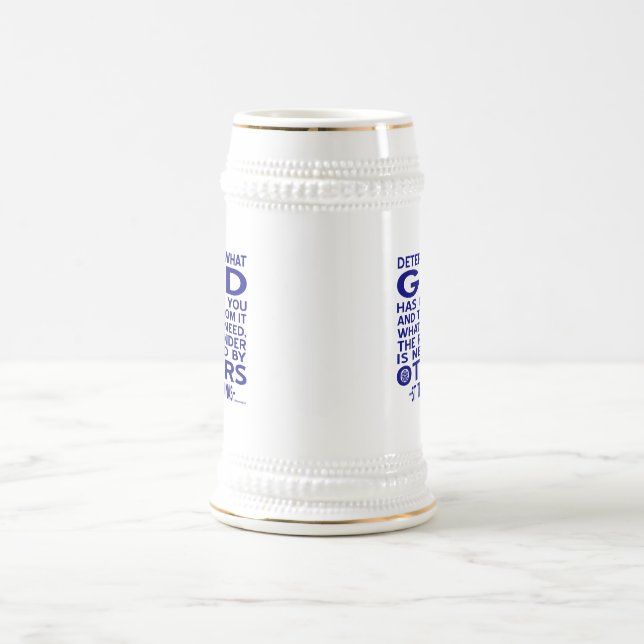 Jarra De Cerveza Cita de Aquino Mira lo que Dios te ha dado Azul (Centro)
