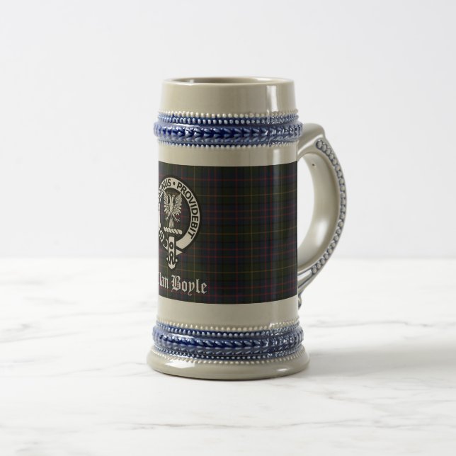 Jarra De Cerveza Clan Boyle Escudo Badge & Tartan (Anverso derecho)