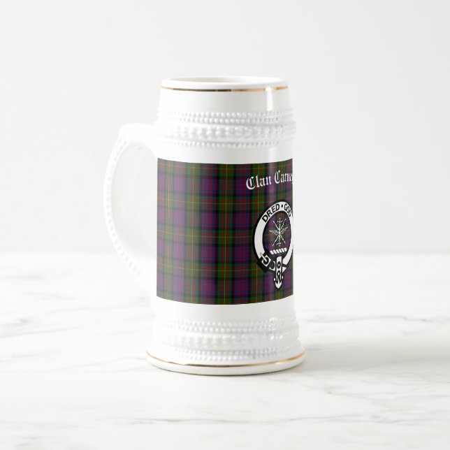 Jarra De Cerveza Clan Carnegie Escudo Badge y Tartán (Anverso izquierdo)