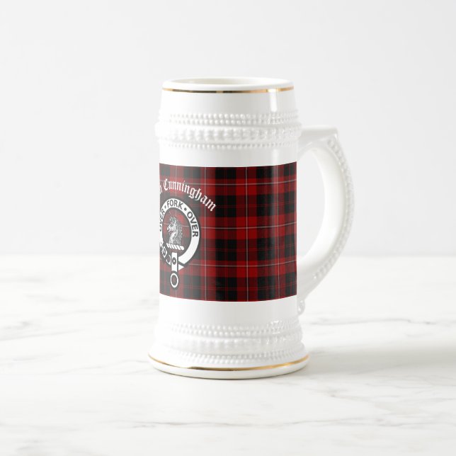 Jarra De Cerveza Clan Cunningham Badge & Tartan (Anverso derecho)
