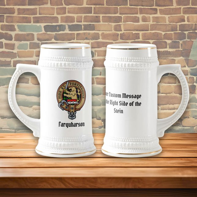 Jarra De Cerveza Clan Farquharson Escudo sobre Tartan Beer Stein (Subido por el creador)