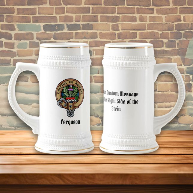 Jarra De Cerveza Clan Ferguson Escudo sobre Tartan Beer Stein (Subido por el creador)