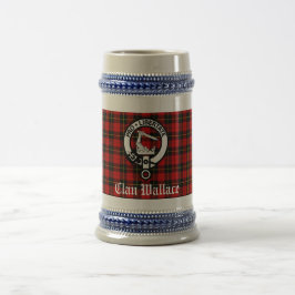 Jarra De Cerveza Clan Wallace Escudo Badge y Tartán