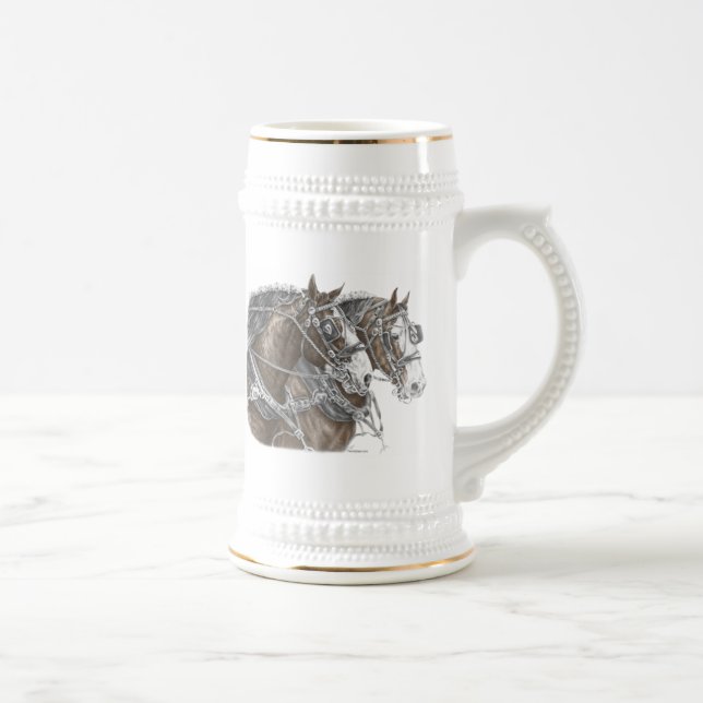 Jarra De Cerveza Clydesdale Draft Horse Team (Derecha)