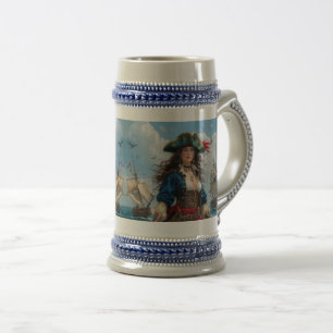 Jarra De Cerveza Cobalt Kate - Capitana pirata femenina de alto con