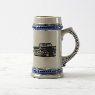 Jarra De Cerveza Coche de carreras negro 1957 de Chevy Belair