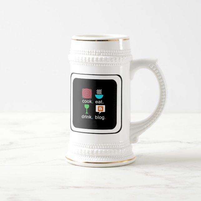 Jarra De Cerveza "Cocina. Come. Beba. Blog". Stein (Derecha)