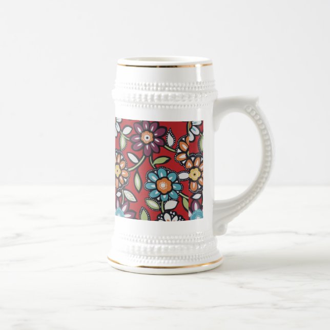 Jarra De Cerveza colorido hippe flowers stein (Derecha)
