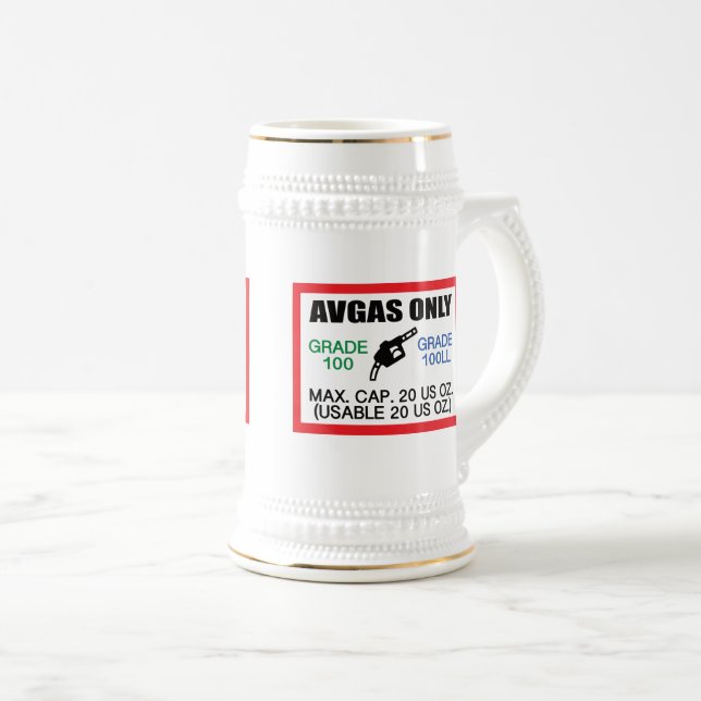 Jarra De Cerveza combustible AVGAS / 100LL solamente (Anverso derecho)