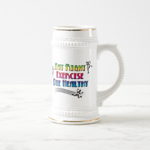 Jarra De Cerveza Come Bien Ejercítate Muere Sano - Humor Oscuro Div