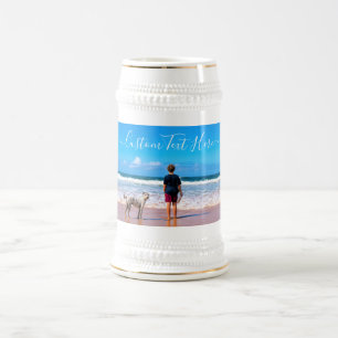 Jarra de cerveza con foto personalizada y texto pe