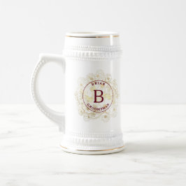 Jarra de cerveza con monograma de padrino elegante