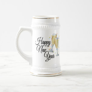 Jarra De Cerveza Confeti y champán Feliz Año Nuevo