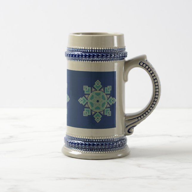 Jarra De Cerveza Copo de nieve floral Stein del hielo azul (Derecha)