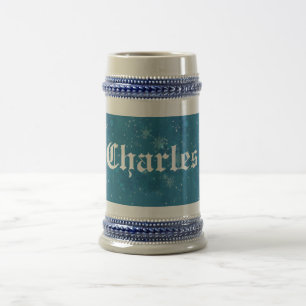 Jarra De Cerveza Copos de nieve azules de invierno personalizados