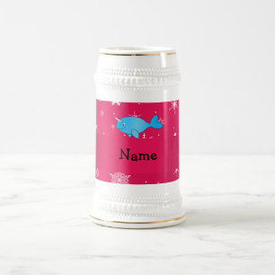 Jarra De Cerveza Copos de nieve rosados narwhal conocidos