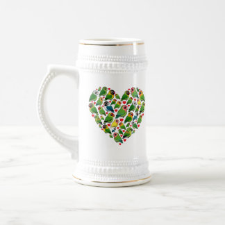 Jarra De Cerveza Corazón de Lovebirds