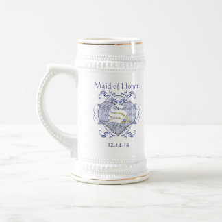 Jarra De Cerveza Corazón de Voto de Boda Monograma