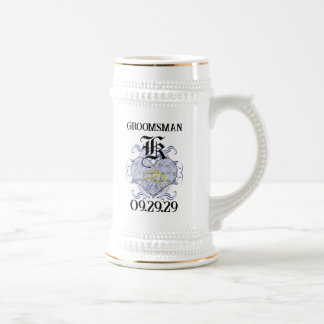 Jarra De Cerveza Corazón de Voto de Boda Monograma