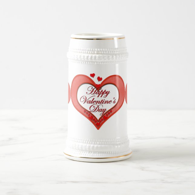 Jarra De Cerveza Corazón Rojo Beaded Valentine (Centro)