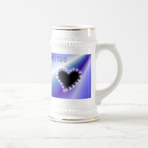 Jarra De Cerveza Corazón sobre el arcoiris morado