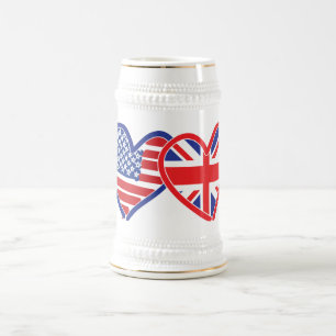 Jarra De Cerveza Corazones de la bandera estadounidense/bandera de 