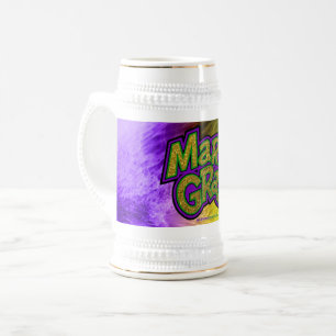 Jarra De Cerveza Corona tema Mardi Gras festivo de SlipperyJoe rein