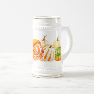 Jarra De Cerveza Cosecha de calabaza en un acero