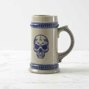 Jarra De Cerveza Cráneo azul