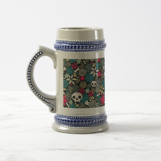 Jarra De Cerveza Cráneo de flores (Izquierda)