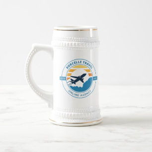 Jarra De Cerveza Crea tu propio azul/gris 22 oz / blanco/oro 20 oz