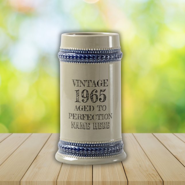 Jarra De Cerveza Crear su propio cumpleaños vintage (Create Your Own Vintage Birthday Beer Stein)