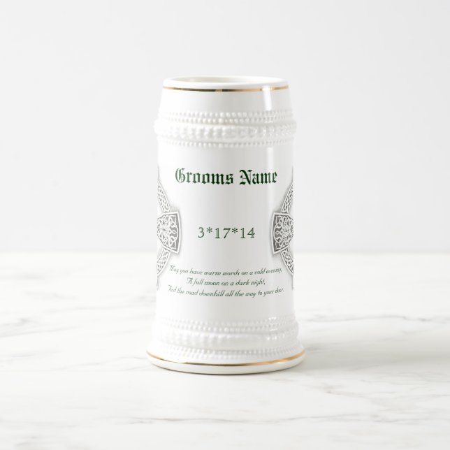 Jarra De Cerveza Cruz céltica Stein de la bendición irlandesa de (Centro)