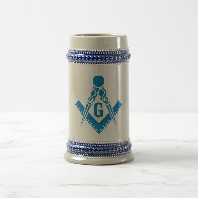 Jarra De Cerveza Cuadrado y compás azules Stein (Centro)