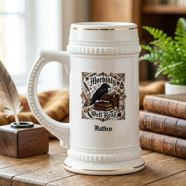 Jarra De Cerveza Cuervo y Libros de Dark Academia Papá Literario