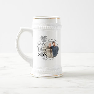 Jarra De Cerveza Cumpleaños del Hijo moderno, tipografía de cumplea