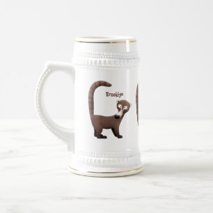 Jarra De Cerveza Curioso ilustracion personalizado de coatimundi