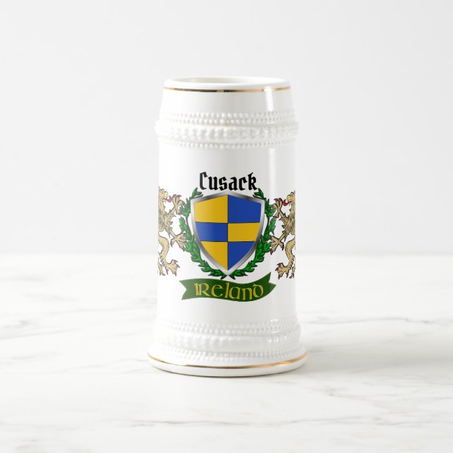Jarra De Cerveza Cusack Irish Shield Personalizado Beer Stein (Centro)
