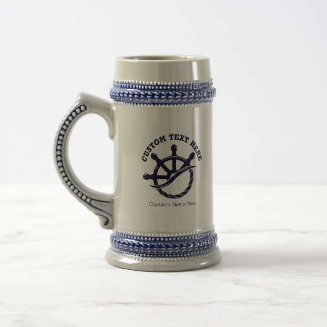 Jarra De Cerveza Custom Captain Boat Nautical Gift (Izquierda)