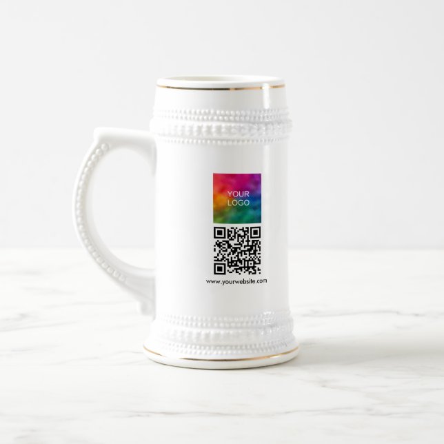 Jarra De Cerveza Custom QR Code Modern Elegant Upload Logo (Izquierda)
