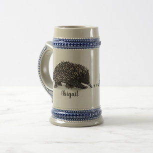 Jarra De Cerveza Cute echidna con ilustracion de personalizado de a