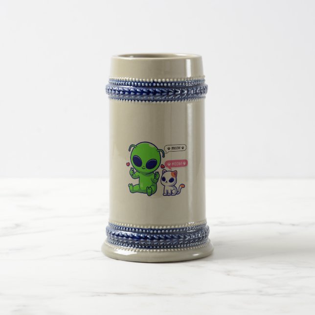 JARRA DE CERVEZA CUTE MEOW CAT CON ALIEN (Centro)