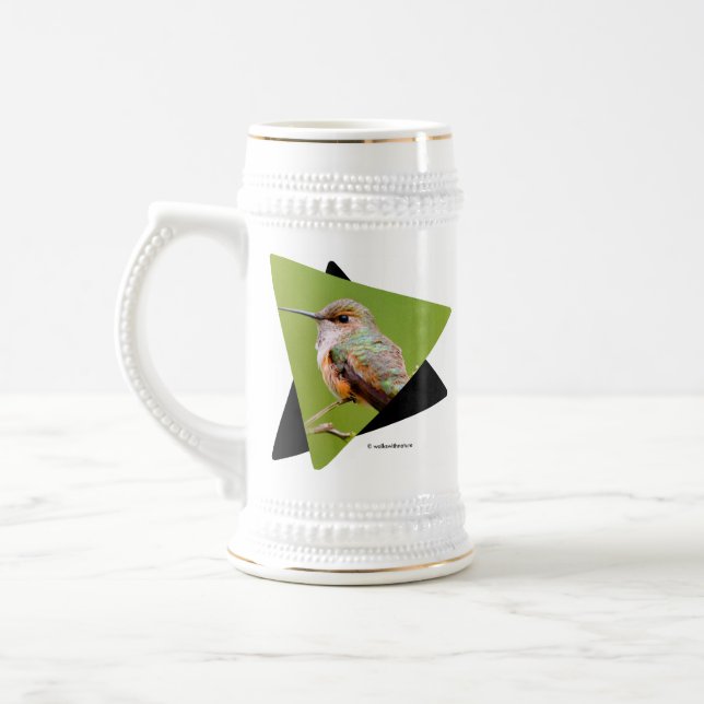 Jarra De Cerveza Cute Rufous Hummingbird en California Lilac (Izquierda)