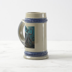Jarra De Cerveza Cyber Octopus azul stein 2 lados